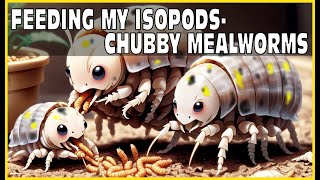 Feeding my Isopods Chubby Mealworms In Isopod House Terrarium 4k