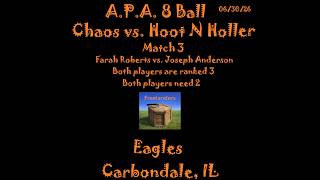 063026 A.P.A. Chaos vs. Hoot N Holler Match 3 Farah vs. Joseph 063026 A.P.A. Chaos vs. Hoot N Holler Match 3 Farah vs. Joseph