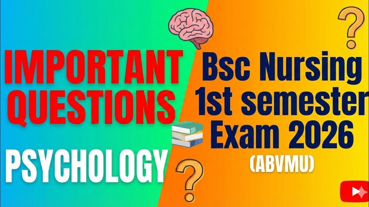 Important Psychology Questions for BSc Nursing 1st Semester Exam 2026 (ABVMU)