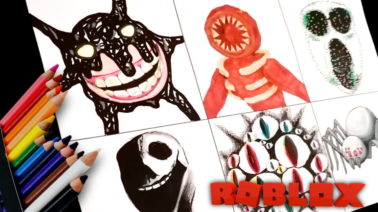 Dibujo los monstruos de ROBLOX DOORS - screech - figure - ambush - eyes -  jack - timothy 