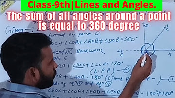 Prove that the sum of all angles around a point is equal to 360 degree-Lines and Angles | Class-9th