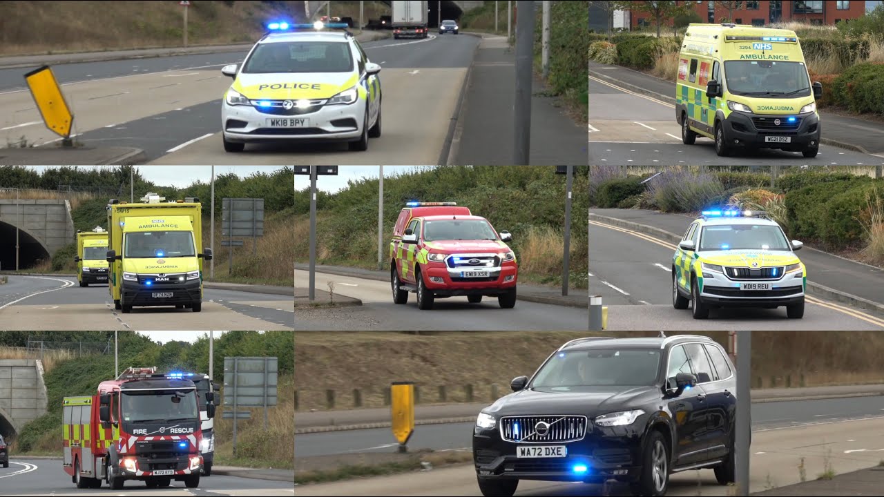 Police, Fire Engines and Ambulances responding to Incidents in Exeter