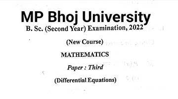 MP Bhoj bsc 2nd year maths paper  3rd 2022 ,bsc second year math paper third 2022