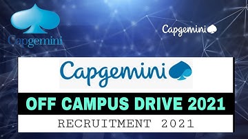 Capgemini Pooled Campus Drive 2021 batch Engineering / MCA freshers