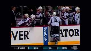Matt Cooke takes out Tyson Barrie with the Scary Knee on Knee hit Game 3