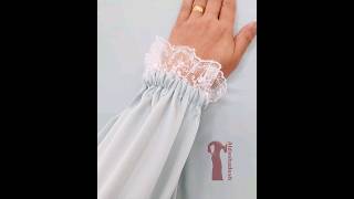 خياطة كُم بدانتيل و استيك - sewing sleeves with lace and rubber #خياطة #فصالات #sewing #viral