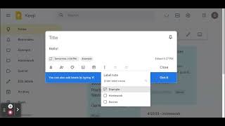 Google Keep - How to use labels and checkboxes