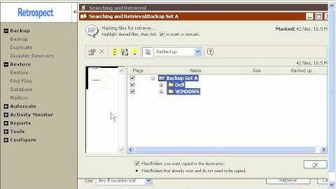 Using Find Files to Restore Data with Retrospect for Windows