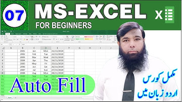 Microsoft Excel Tutorial in Urdu / Hindi - Auto Fill Class 07.