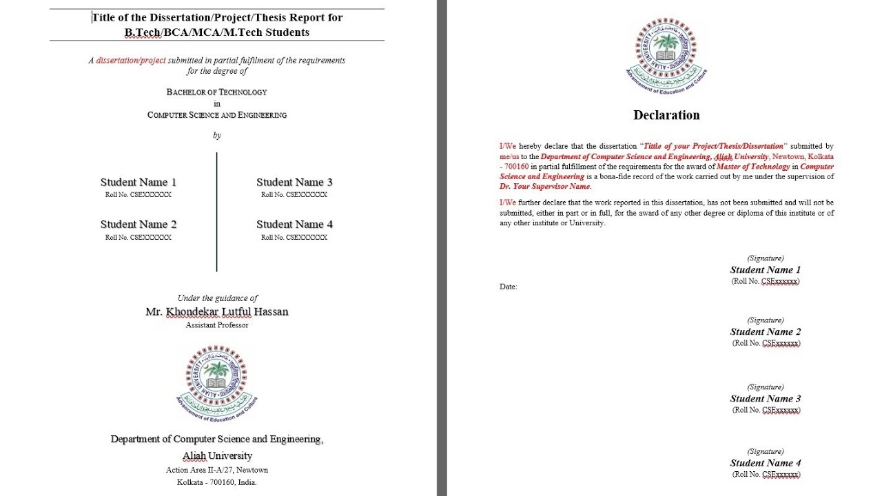 of final year dissertation