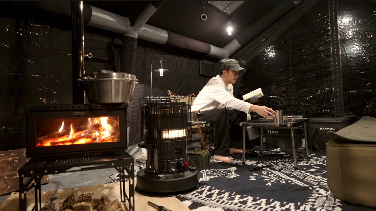 在雲海美景前獨享露營時光 | 在溫暖的帳篷裡放鬆 | 柴爐ASMR