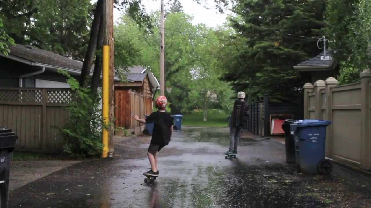 penny board in the rain