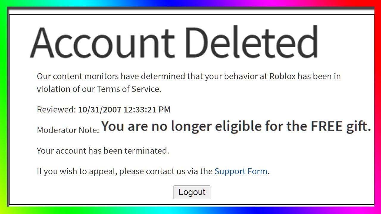 If You Ve Never Been Banned Roblox Gave You This Youtube - contact us roblox support