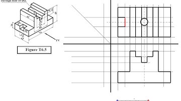 Engineering Drawing Tutorials Orthographic drawing 2 with Front view & Side view T 6 5   YouTube