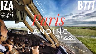 B777 LANDING Paris CDG | 4K Cockpit View | ATC & Crew Communications