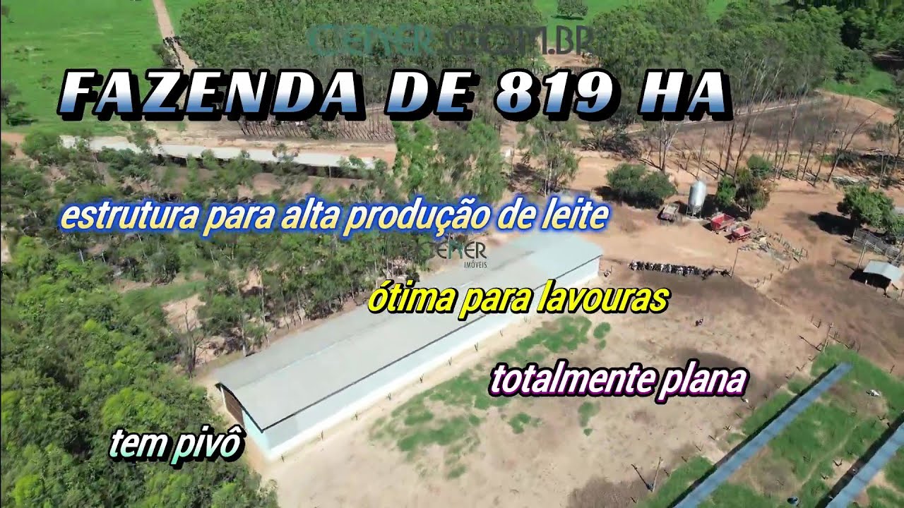Fazenda de 819 ha estruturada para grande produção de leite, pecuária e lavouras por 27 milhões MG