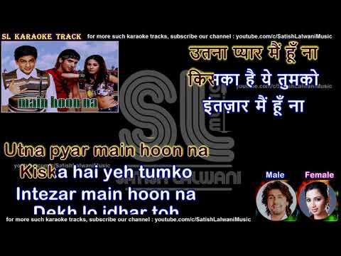 Main hoon na  clean karaoke with scrolling lyrics