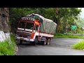 Heavy Loaded Truck Taking 7/27 Hill Ghat Hairpin Bend In Dhimbam Hills