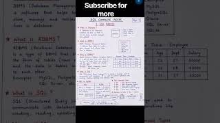 SQL Complete Notes for Beginners | SQL Basics, DBMS, RDBMS & MySQL Explained