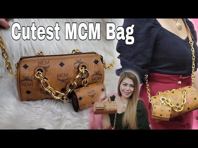 MCM Boston Bag In Chain Leather Black, Mini Bag