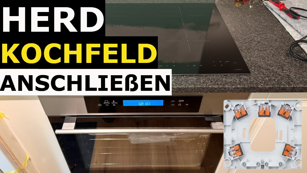 Ikea Herd Backofen und Ceranfeld Induktionskochfeld anschließen. 230V und 400V. 5 und 3 Drähte.