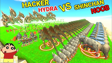 HACKER HYDRA VS SHINCHAN NOOB 100 T-RAX | ANIMAL REVOLT BATTLE SIMULATOR WITH SHINCHAN CHOP FRANKLIN