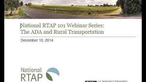 National RTAP 101 Webinar Series: ADA and Rural Transportation