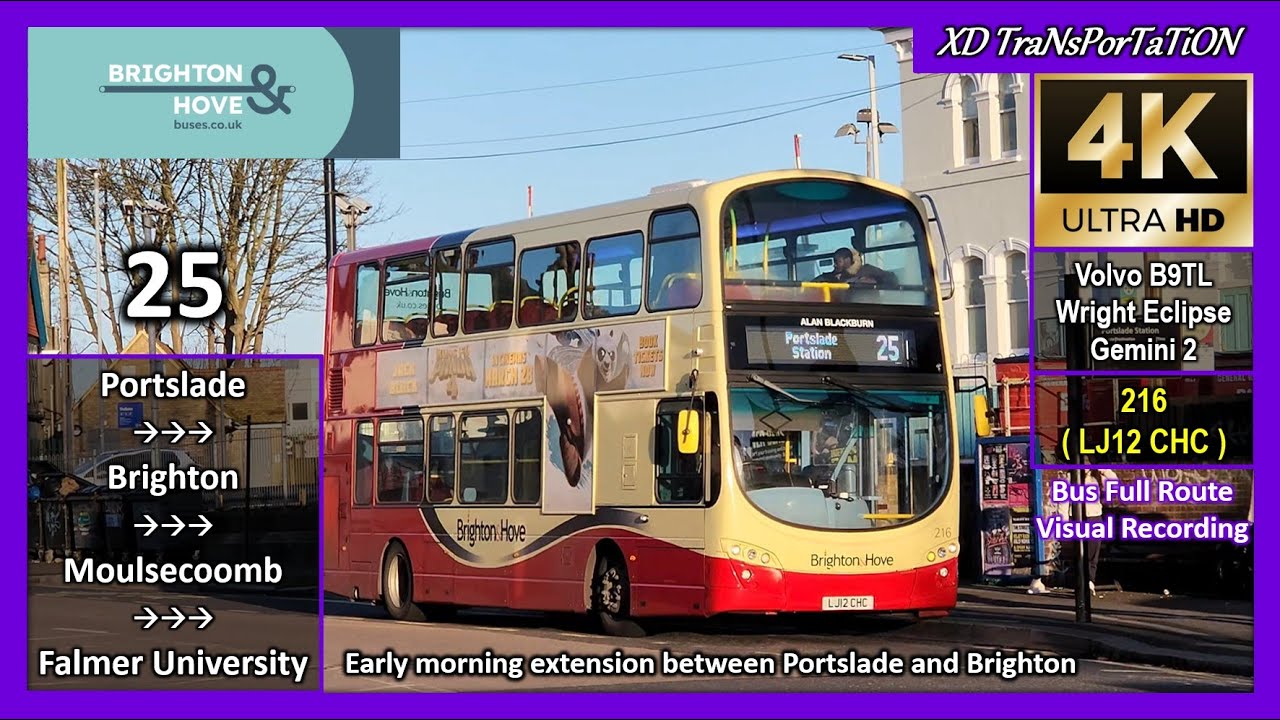[Brighton & Hove] 25 ~ Portslade Station ➝ Brighton, Old Steine ➝ University Falmer【4K UW】
