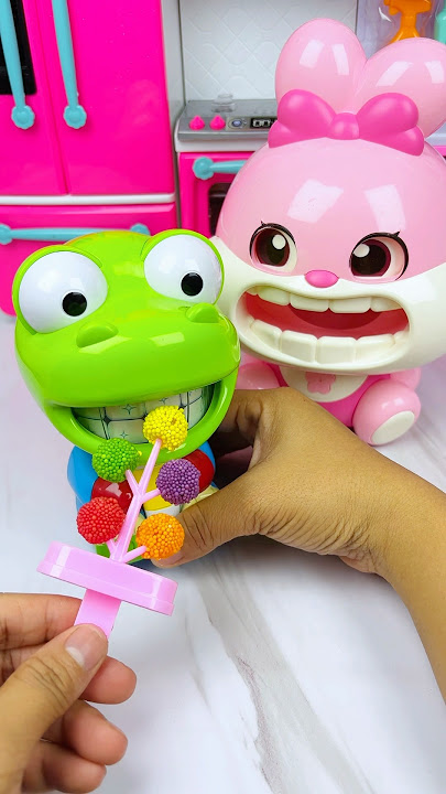Satisfying With Unboxing Cute Pink Rabbit Set Toys Eating Candy, ASMR Videos