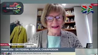 DA HELEN ZILLE withdraws from the National Dialogue. ANC cabinet ministers are corrupt
