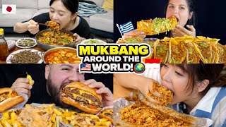 Eating Around The World in One Video 🌎🔥 | Global Mukbang Battle 🥵🍔🌮Who’s Your Favorite? #asmr #food 