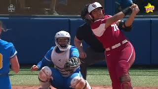 WCWS Grand Slam: Jocelyn Alo's 120th home run gives Sooners 15-0 lead in top of fifth inning vs UCLA