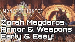 MONSTER HUNTER WORLD! Zorah High Rank Armor, Weapons & Zenny Farm Guide