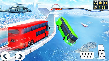 Impossible Bus Driving Master Ramp Stunts - Red Color Bus - Best Android GamePlay