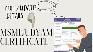 HOW TO UPDATE DETAILS AND EDIT IN MSME REGISTRATION CERTIFICATE #tender #udyam  #gemportal #portal