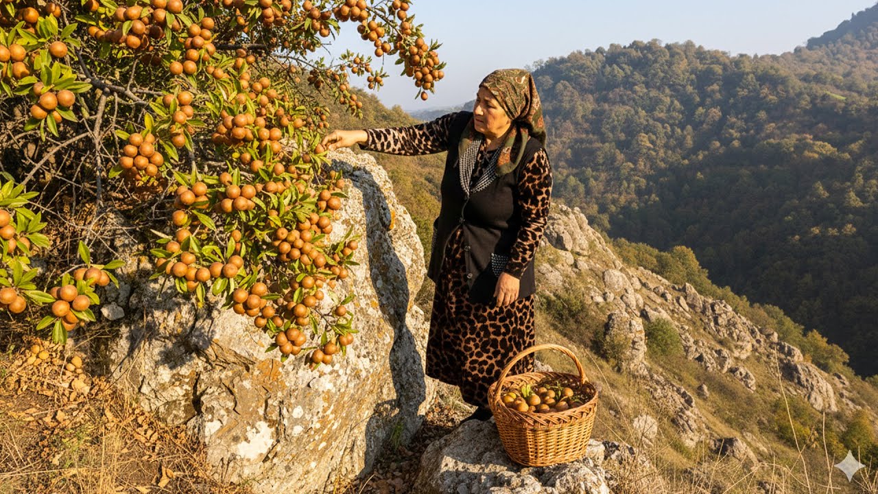 This Woman Risked Her Life Picking Medlar on Steep Mountain Cliffs