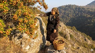This Woman Risked Her Life Picking Medlar on Steep Mountain Cliffs
