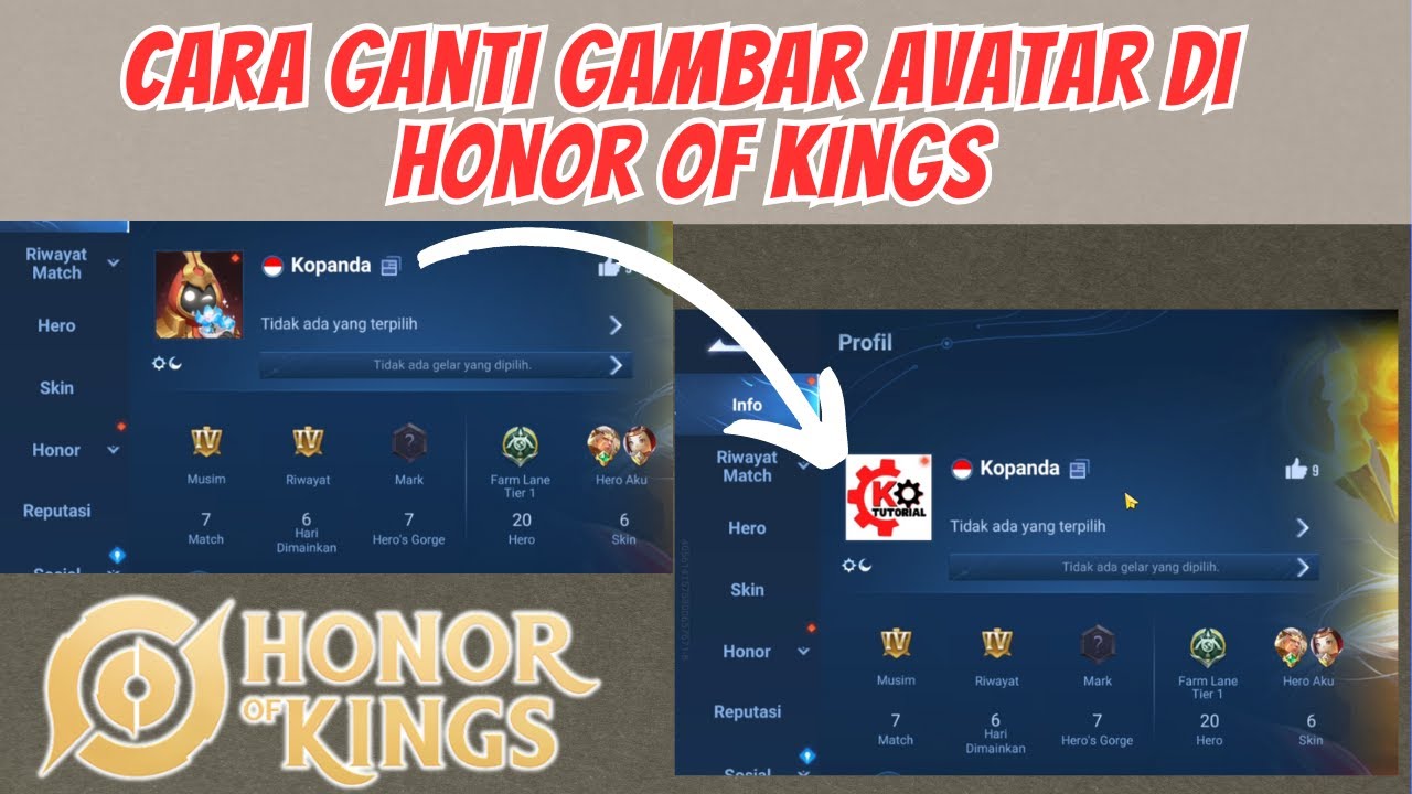 CARA CEPAT UBAH GAMBAR AVATAR PROFIL DI HOK HONOR OF KINGS - YouTube
