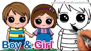 How To Draw A Cute Boy And Girl Holding Hands Step By Step Best Friends Youtube