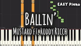 Mustard - Ballin’ ft. Roddy Ricch (Easy Piano, Piano Tutorial) Sheet