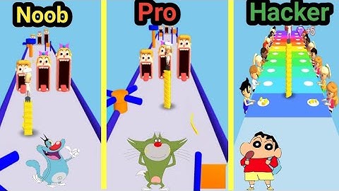 Noob vs Pro vs Hacker in Noodle run||oggy and jack game||oggy game