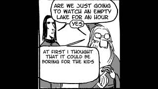 Dumbledore stares at an empty lake