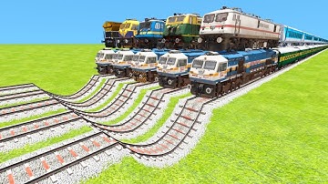 🔟 TRAINS KILLED CRASHES ON TOP OF THE DEEP POTHOLES RAILWAY TRACKS🔺Train Simulator | TrainsFun