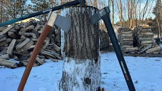 Review/Demo of Fiskars X27 and Helko Werk axe. Is it worth the hype?