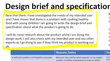 NEA DT Section B Video 2 user research and brief and specification