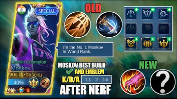 Moskov Best Build And Emblem After Nerf | Build Top 1 Global Moskov | MLBB