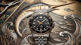 CASIO QUARTZ 豬柳蛋推介《😎經典款式 金石黑金劍魚🐋logo 停產款NOS 升級5珠帶 200m🌊》快閃優惠😱HK788 tel 96699429 💢👍市場稀有品
