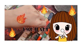 fire 🔥Emoji art on hand using sketch and soft pastel #shortvideo screenshot 4