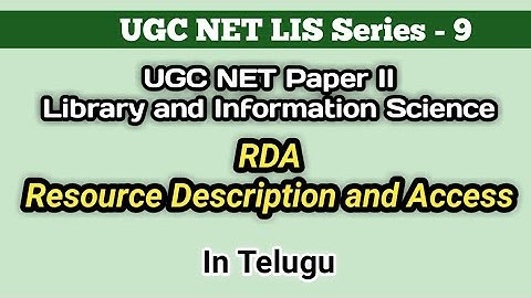 RDA I Resource Description & Access I UGC NET Paper II LIS