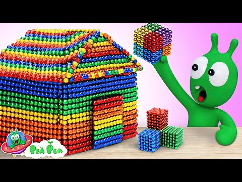 Pea Pea Build Rainbow House with Magnet Balls - Video for kids